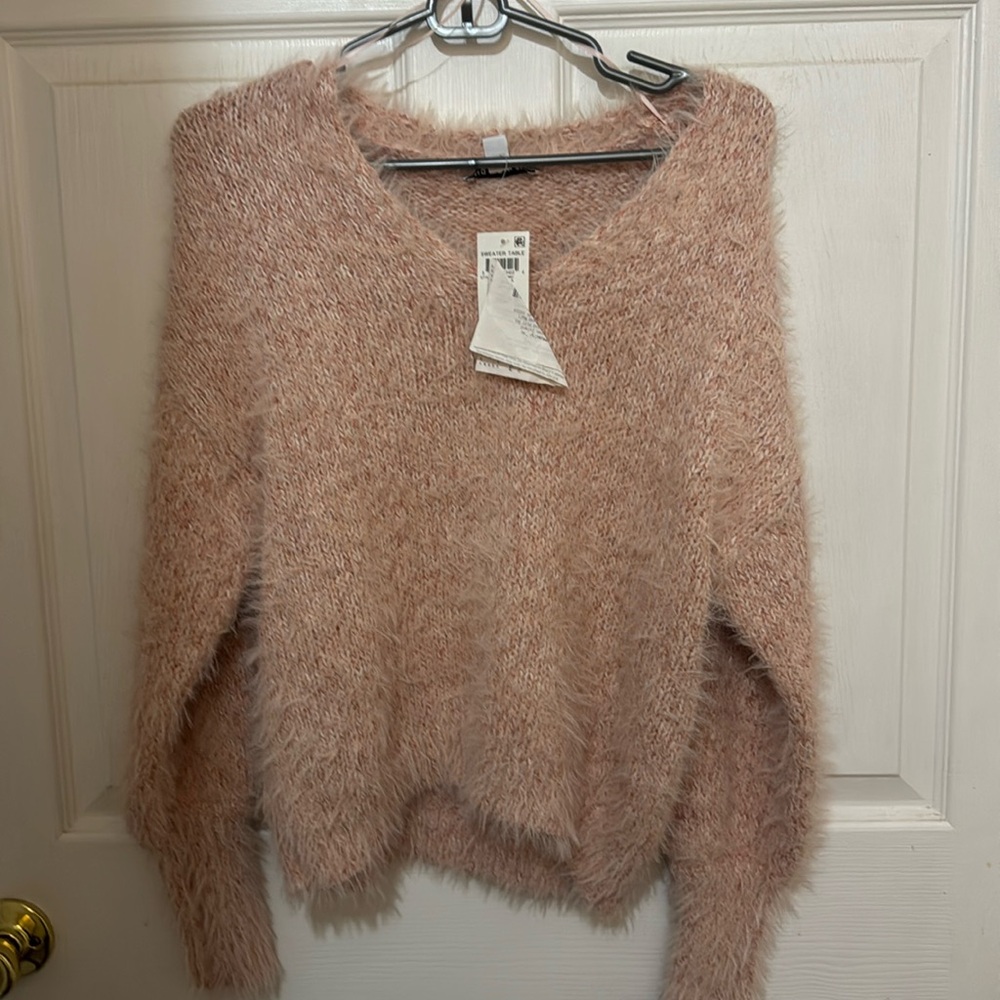 Pink fuzzy sweater